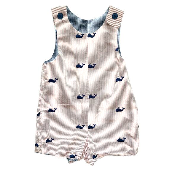 Vintage Just Ducky Reversible Baby Boy Romper Nautical Seersucker Size 24 Months - Picture 10 of 11